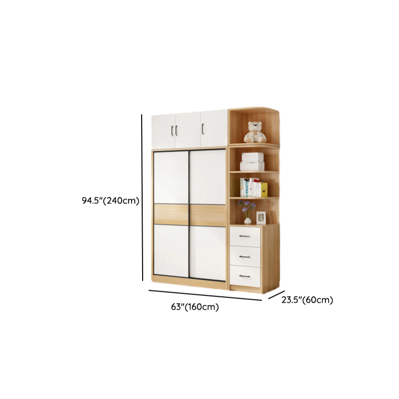 Natural Finish Modish Laminate Wardrobe Closet with 3-Drawer/4-Drawer, Interior Shelves, and Clothing Rod - image 12