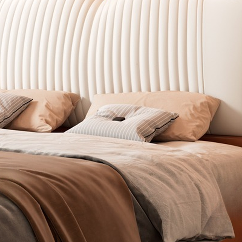 Modern Simple Style Wingback Headboard in Natural Wood for King/Queen/Full Bed with No Distressing, Sponge Upholstery, Free-standing Standard Height - image 10