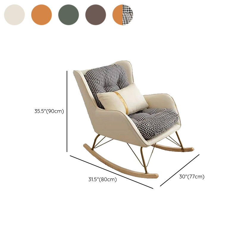Trendy Cocoa/Lime Green/White Upholstered Rocking Chair Couch 2 Piece Set with Track Arm & Ottoman, Scratch-defiant - image 18