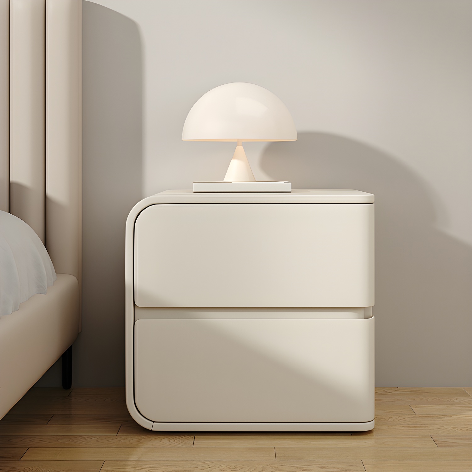 Rounded Corners Nightstands Solid Wood with Silent Buffer Guide Rail - image 7