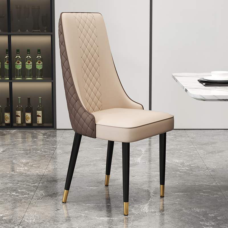 Contemporary Restaurant Armless Chair with Solid Back Panel, Upholstered Metal Legs - image 5