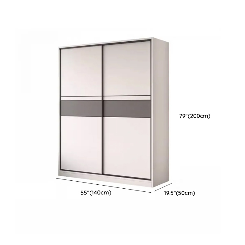 White Minimalist Manufactured Wood Independent Wardrobe Closet with Soft Close Door, Interior Shelves, and Slipping Mechanism - image 9