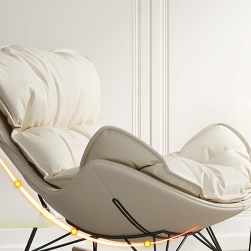 Grey/Chalk/Amber Contemporary Alloy 2 Piece Set Rocking Armchair with Padded Upholstery and Ottoman - image 12