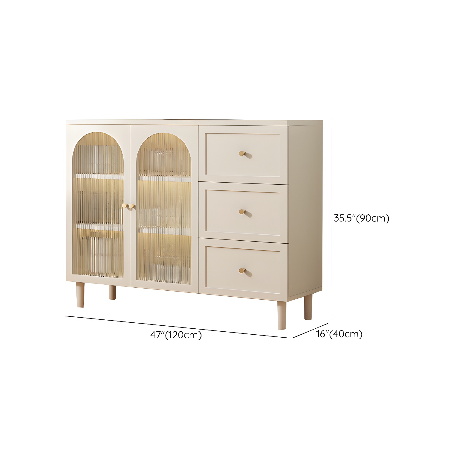 White Modern Sideboard Credenza with Cabinets and Shelves for Storage and Display - image 18