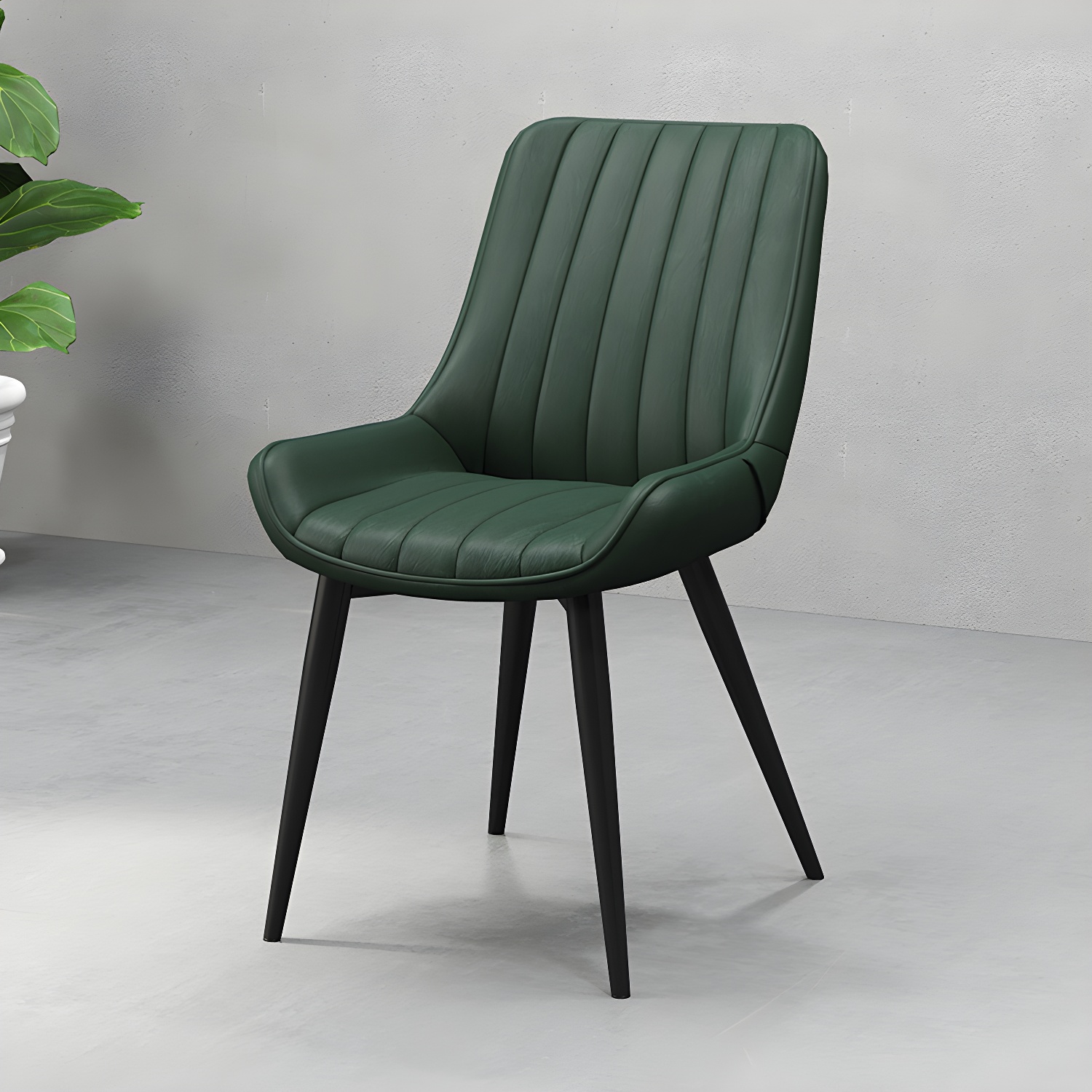 Metal Frame Dining Side Chair Faux Leather Upholstered Side Chair - image 5