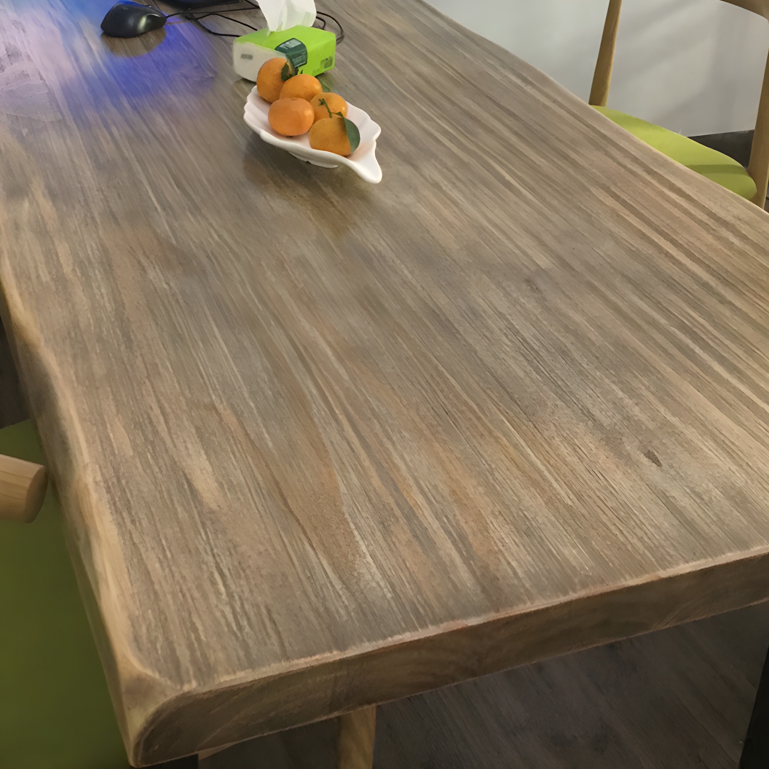 Rectangle Double Pedestal Industrial Dining Table Fixed Table of Solid Wood - image 7