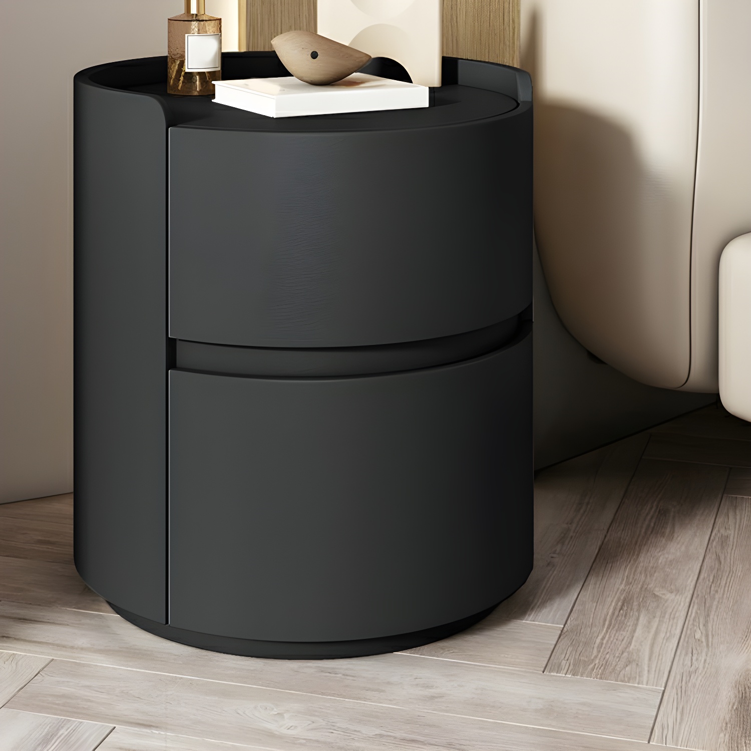 Small Under 21'' Manufactured Wood No-Light Modern Drawer Storage Nightstand in Natural Finish