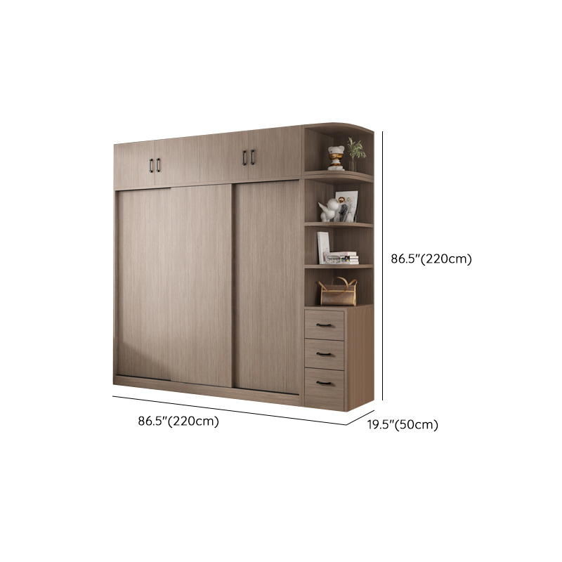 Sleek Natural Finish Modern Wooden Standalone Wardrobe Closet with Soft Close Features and Hanging Rod - image 36