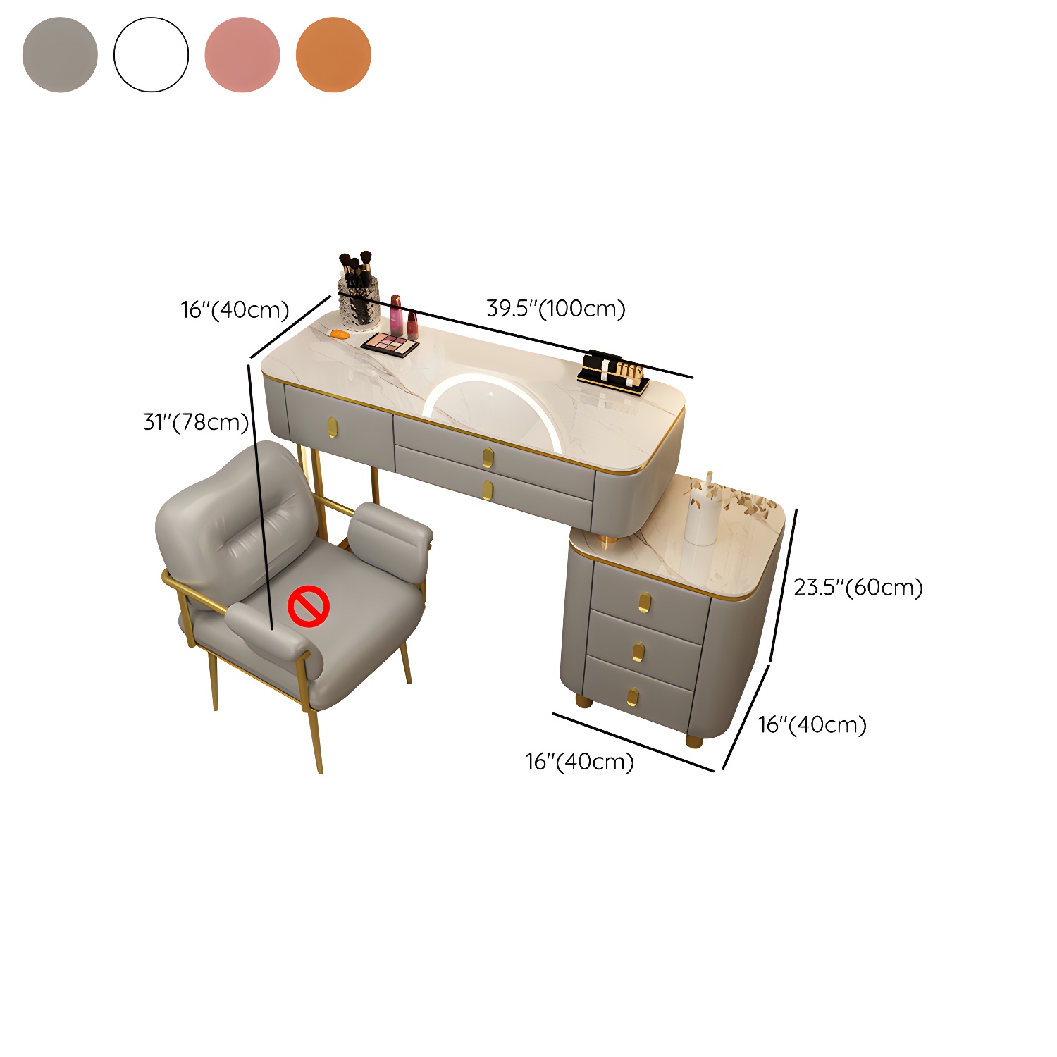 Luxurious Stone Top Vanity Dressing Table with 6 Drawers for Bedroom - image 18
