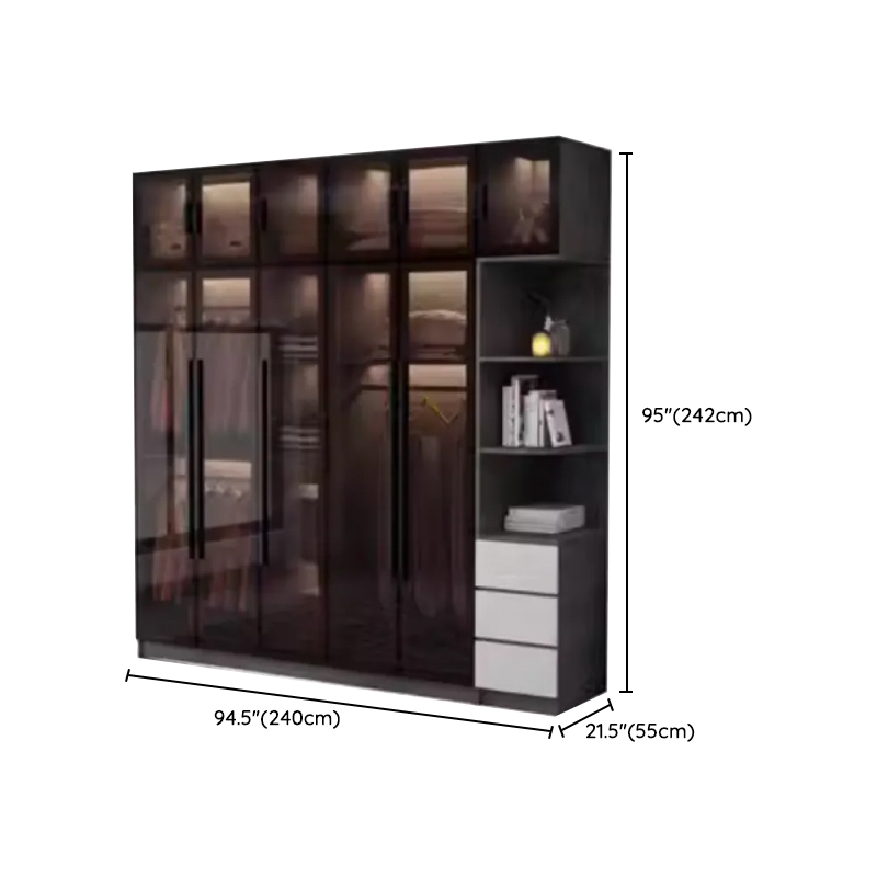 Charcoal Modish Timber Self-supporting Cabinet Armoire with Soft Close Drawer and Door, Hanging Rod - image 28