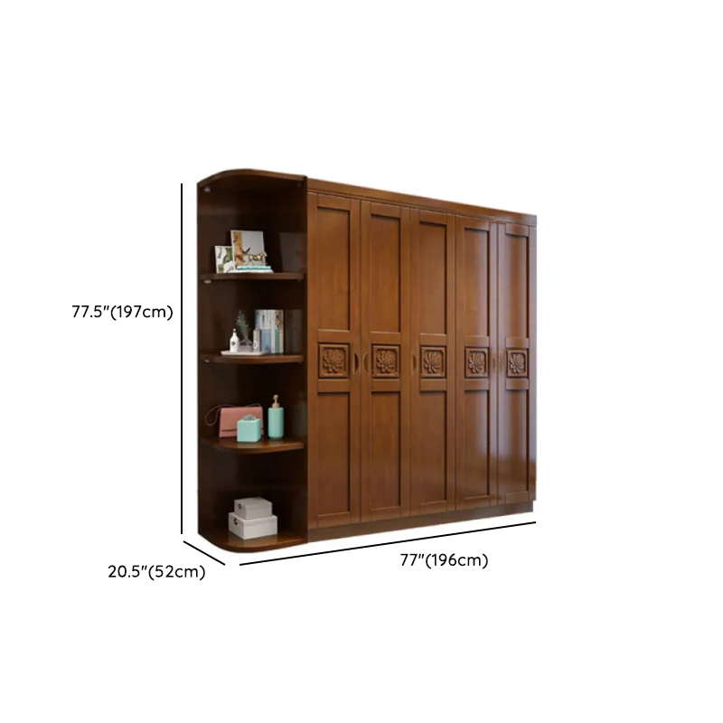 Vintage Sepia Lumber Wardrobe with Soft Close Drawer, Soft Close Door, Interior Shelves, and Hanging Rod - image 7