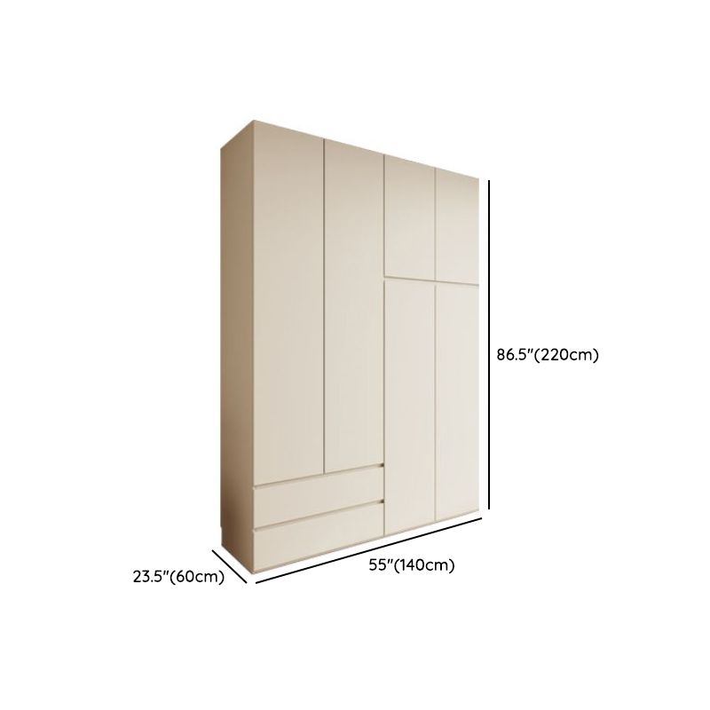 Cream Modern Wood Wardrobe Armoire with Soft Close Drawer and Door, Interior Shelves, and Hanging Rod - image 21