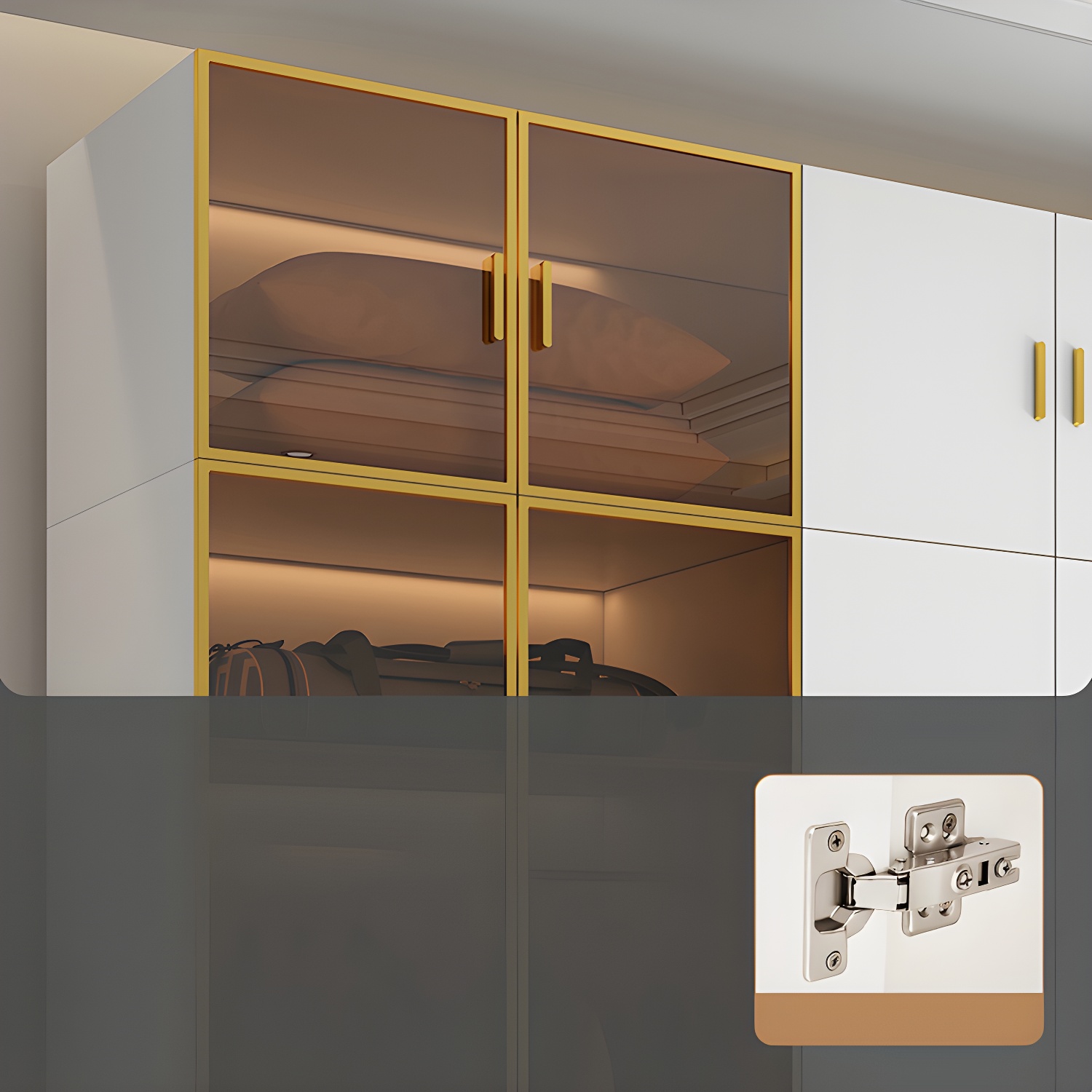 Modern White Wood Frame Wardrobe Armoire Freestanding Wardrobe with Soft Close Drawers - image 7