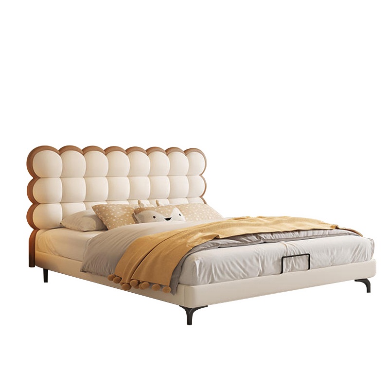 Solid Color Storage Included Panel Bed with Stitch-tufted Panel Headboard and Sponge Upholstery - image 3