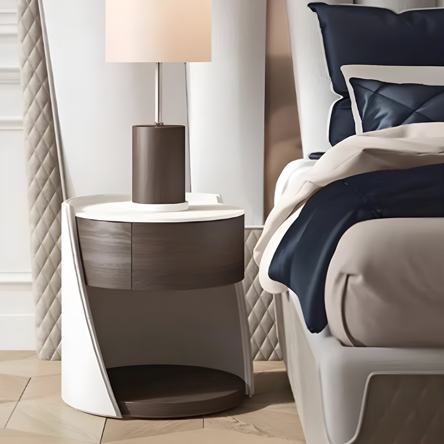 Faux Leather Nightstand 1 - Drawer Nightstand with Wood Accents - image 13