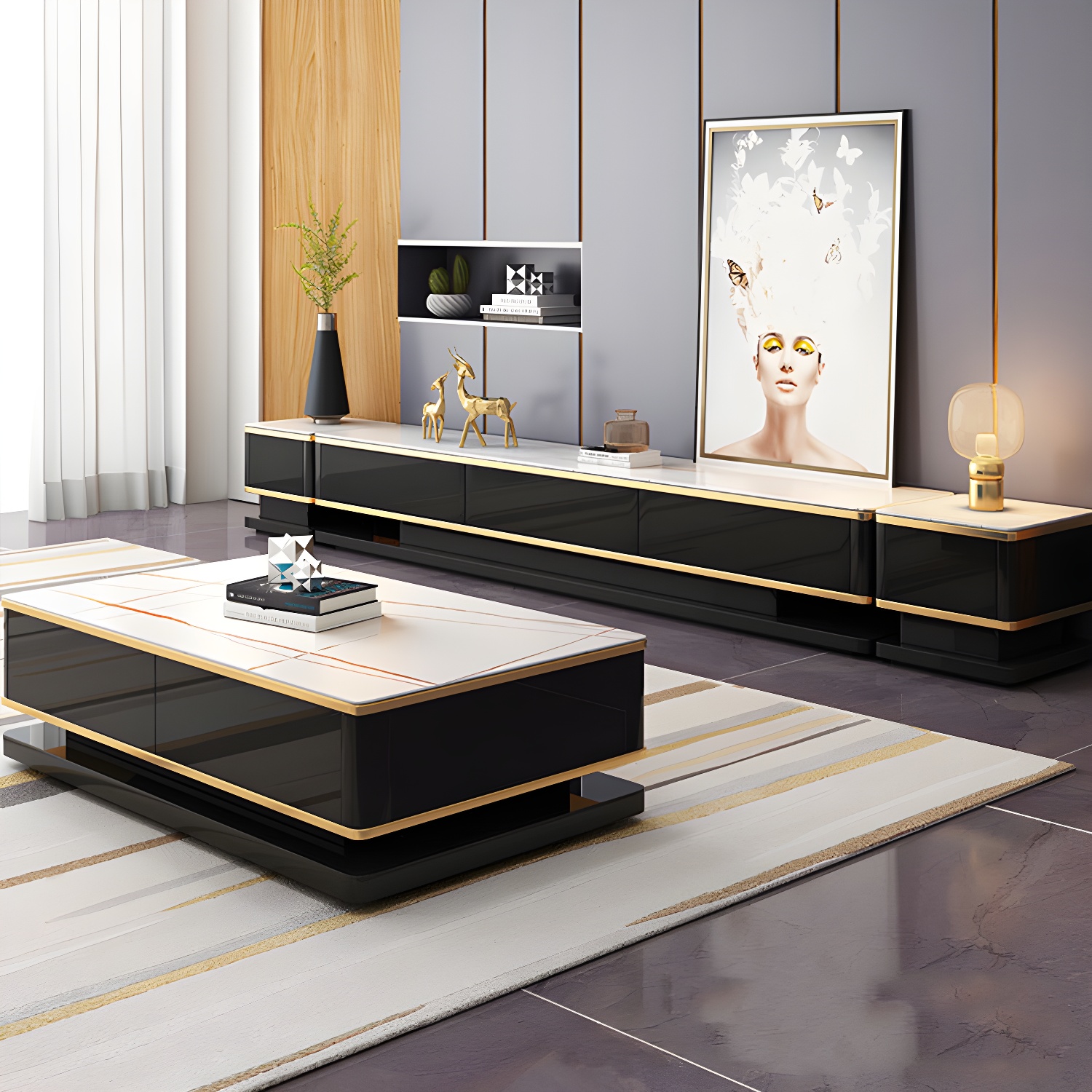 Luxurious 3-Drawer TV Stand Console 16.54-Inch H Glass TV Console - image 5