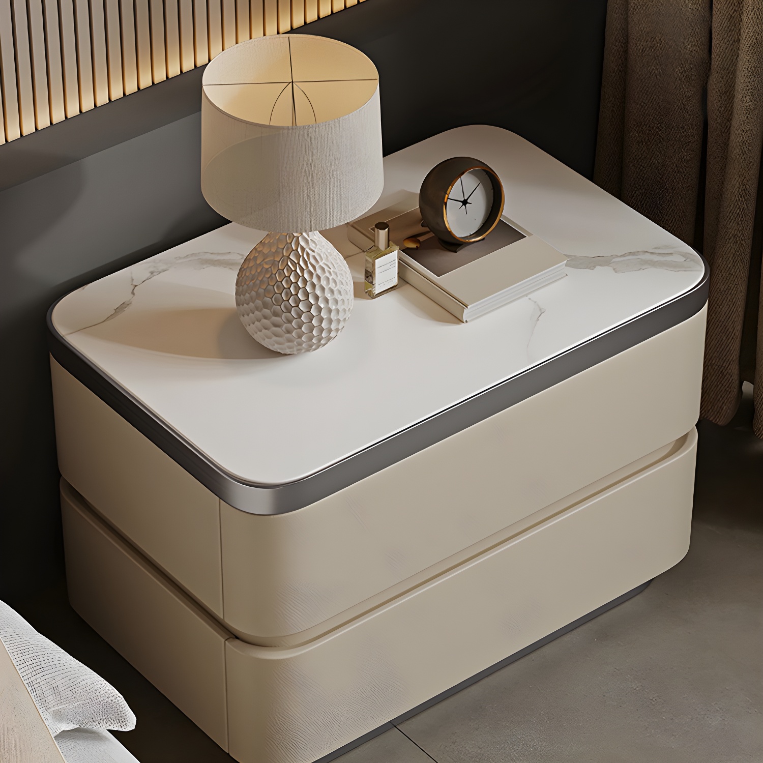 Scandinavian Bedside Cabinet Made of Solid Wood with Two Drawers for Bedroom - image 14