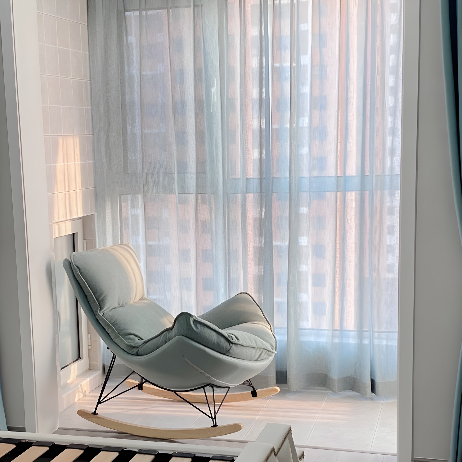 Modern Rocking Chair Solid Wood Rocker Chair with Light Legs - image 11