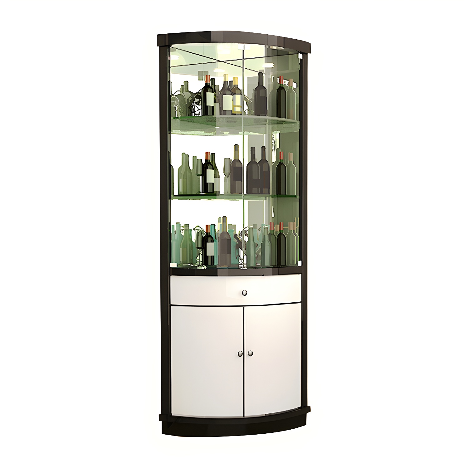 Circular Corner Glass Accent Cabinet with Clear Glass Doors and 3 Shelves - image 8