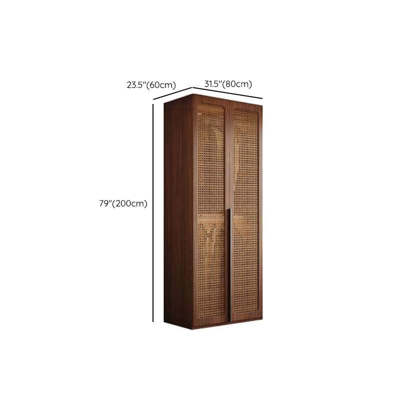 Cocoa Minimalist Pine Wood Wardrobe Closet with Soft Close Drawer, Soft Close Door, Interior Shelves, and Clothing Rod - image 14
