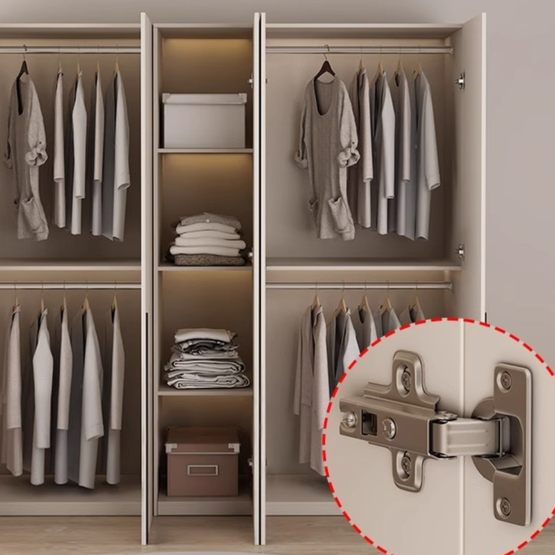 Chalk Modish Laminate Wardrobe Closet with Soft Close Door, Interior Shelves, and Clothing Rod - image 7