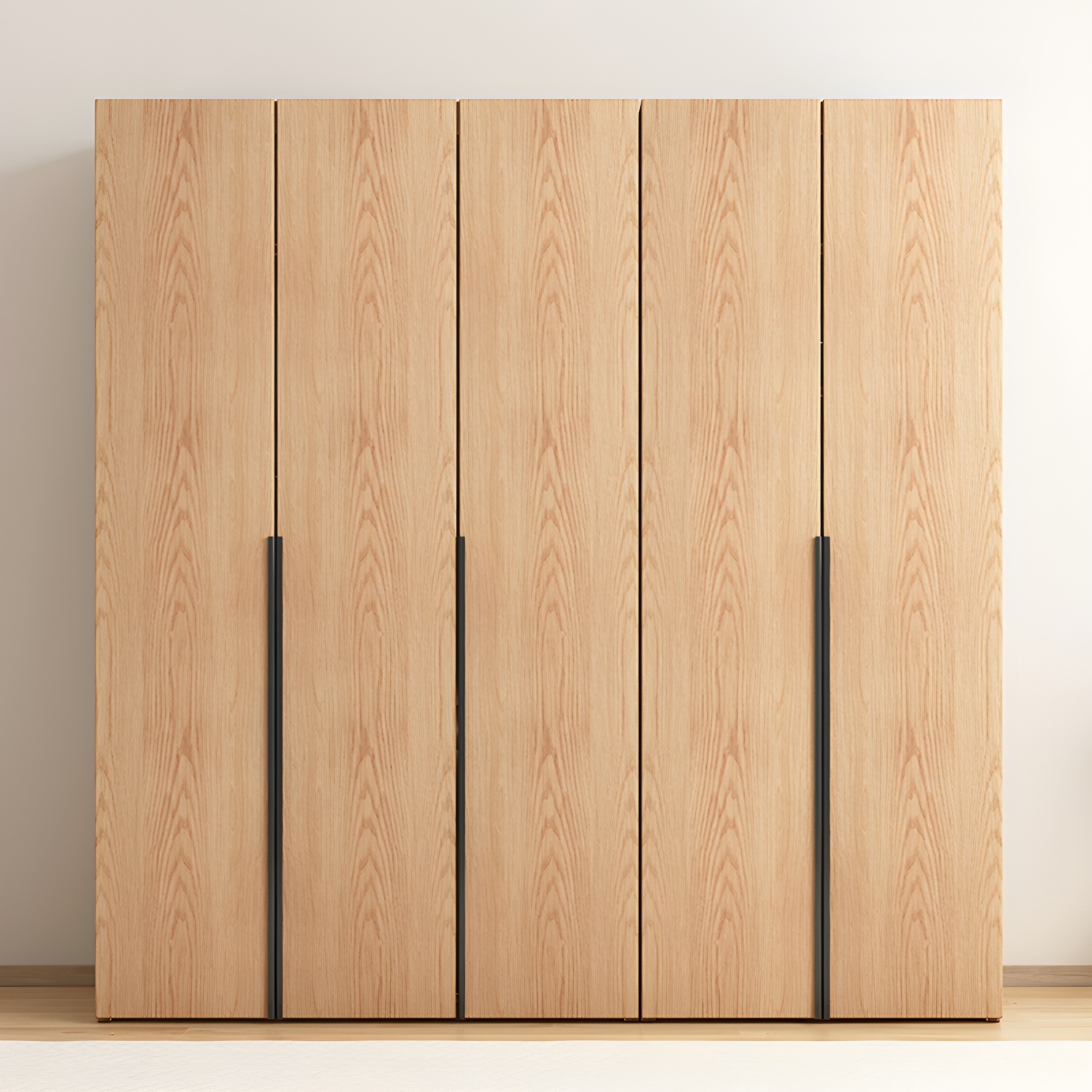 Contemporary Freestanding Natural Wardrobe Oak Solid Wood Wardrobe with Shelves - image 3