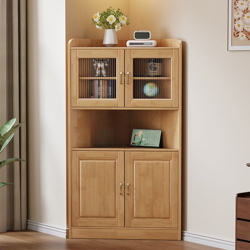 Independent Corner Utility Storage Cabinet in Cocoa/Gray/White with Grip Bars, 2 Exterior Shelves and 2 Cabinets/1 Cabinet in a Trendy Style, Glass-panel Door Included/Not Included