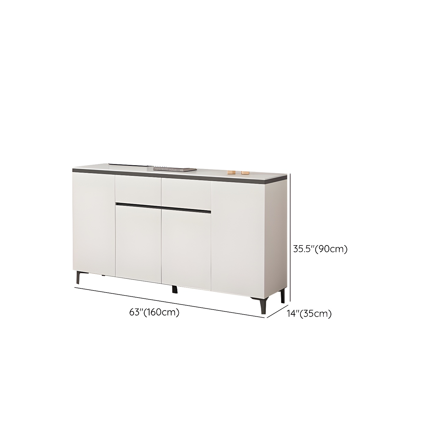 Wooden Modern Stone Countertop Buffet Sideboard with Drawers for Living Room - image 16
