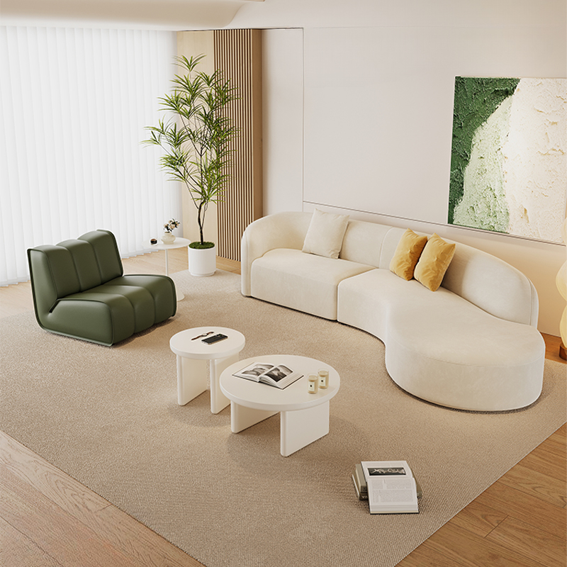Living Room Use Arced/Straight Natural Wood Right Hand Facing/Horizontal Corner Sectional/Sofa with Concealed Support for 5/6 Person/for 2