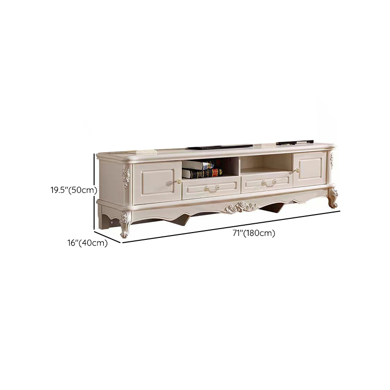 White Wood TV Stand with Drawers and Cabinets featuring Cable Management - image 11