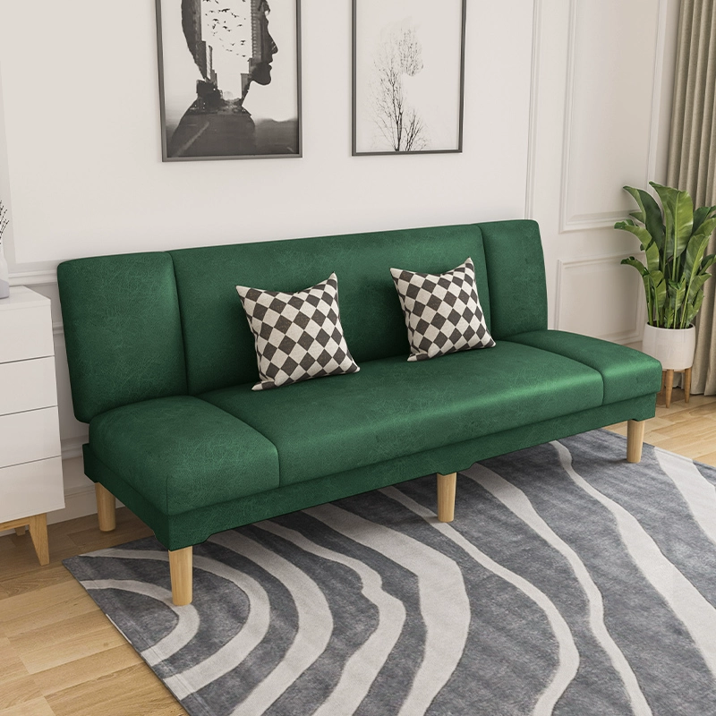 Scandinavian Armless Sleeper Sofa, Light Wood, Foam Filling, Includes Pillows