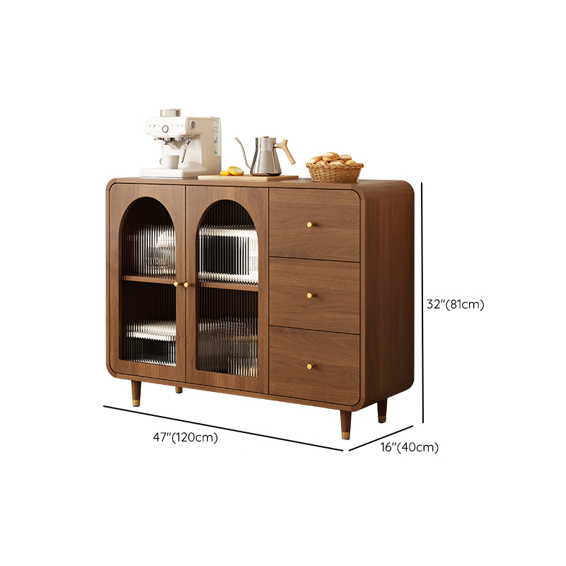 3 Drawers Modish Tan Standard Sink Cabinet with Glass Doors, 2 Shelves/1 Shelf, and Cabinets - image 12