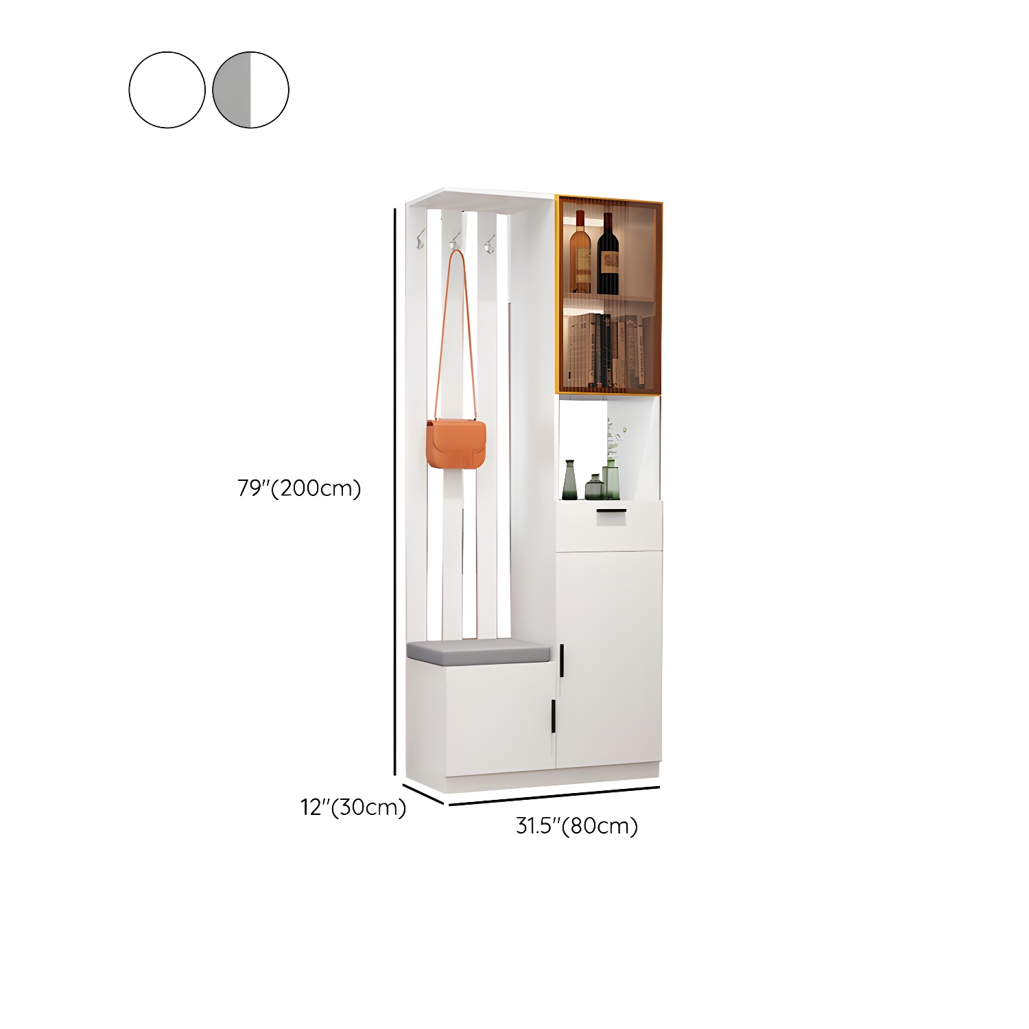 Contemporary 3-door Wooden 11.81" Wide Accent Cabinet with Drawer - image 13
