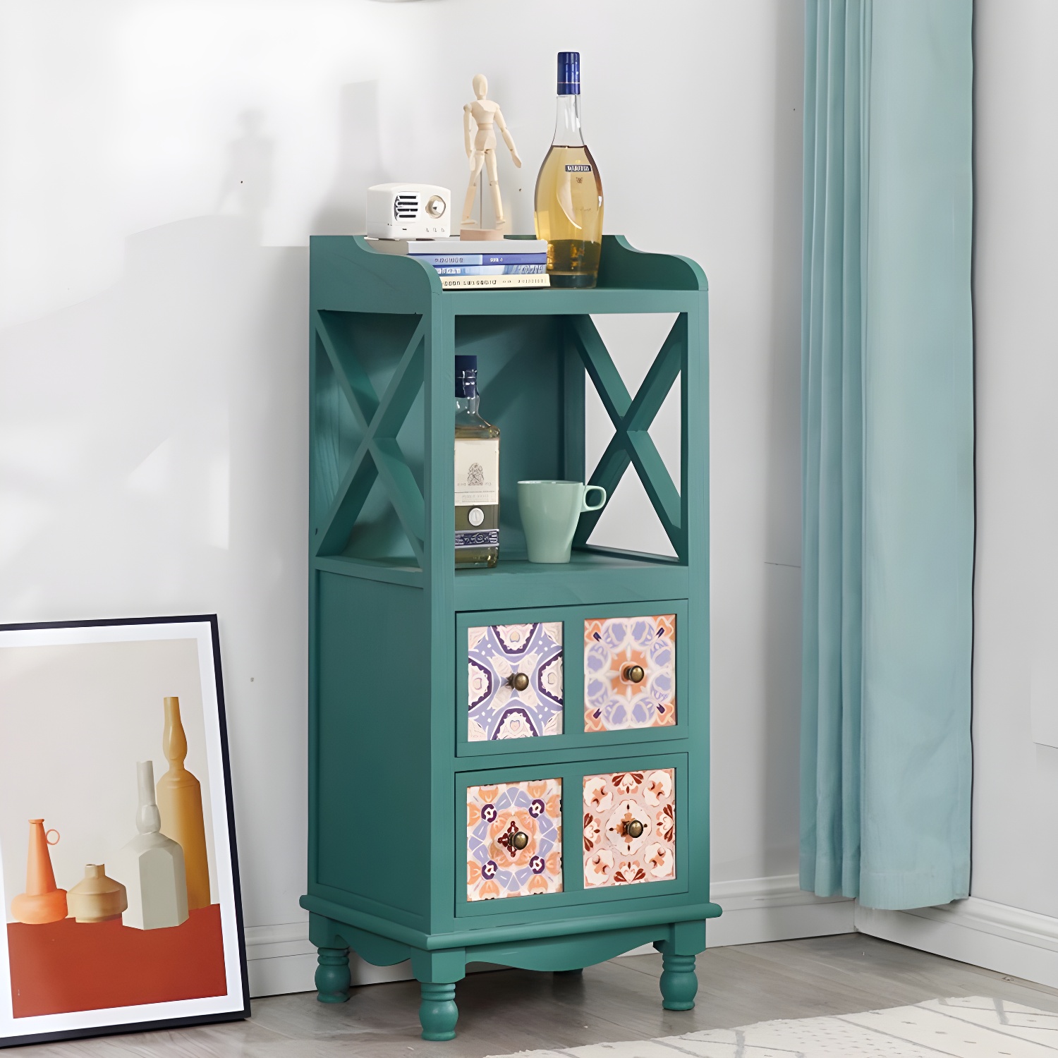 Rustic Farmhouse Wood Server - Compact Sideboard with Drawers and Open Storage - image 3