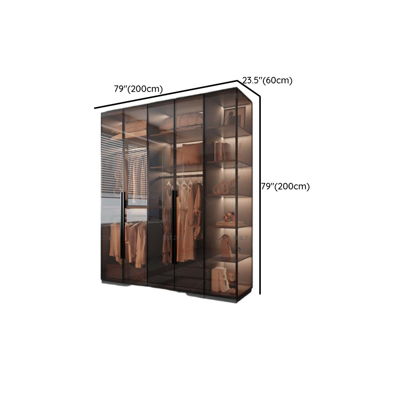 Transparent Simplistic Vitreous Wardrobe Closet with Soft Close Door, Interior Shelves, and Hanging Rod - image 10