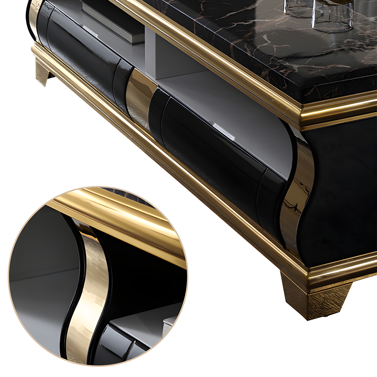 Marble Coffee or End Table with Storage Drawers Rectangle Block - image 9