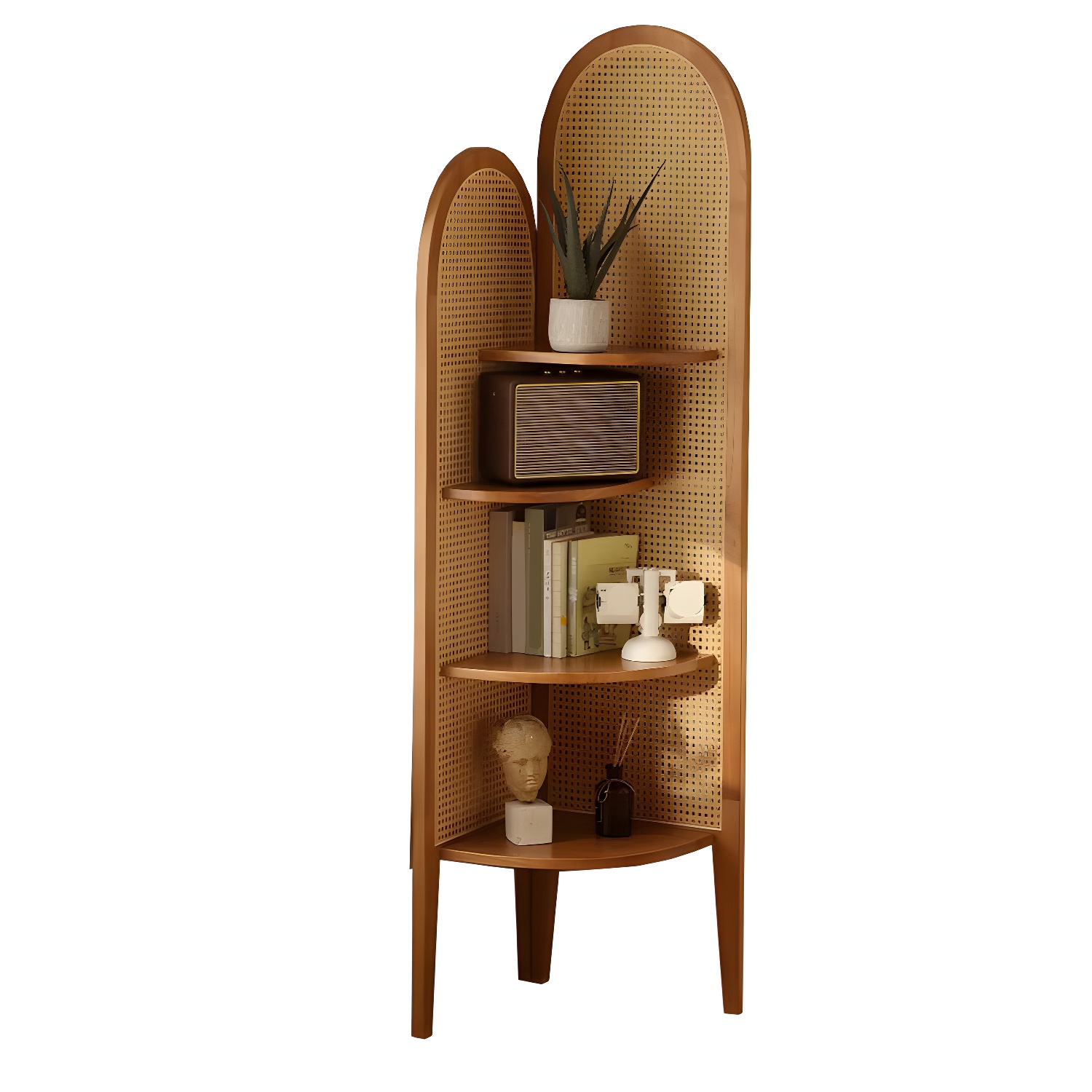 Corner Scandinavian with Wood Counter Top and Rubberwood Legs, 4 Shelves & Straight Legs - image 8
