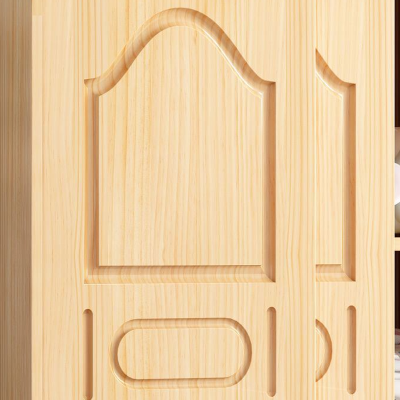 Natural Finish Modish Pine Wood Wardrobe Closet with Soft Close Door, Interior Shelves, and Clothing Rod - image 7