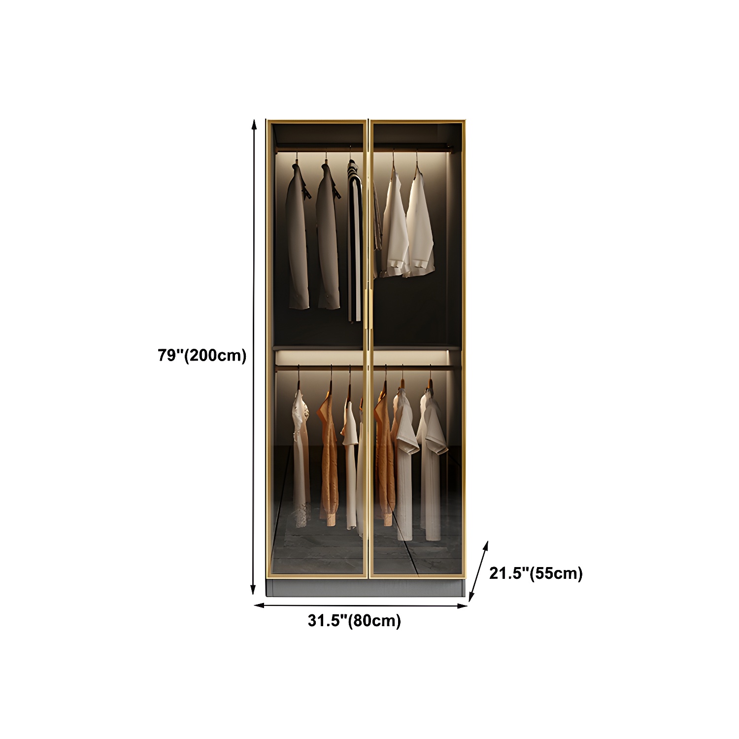 Glass and Wood Wardrobe Armoire Contemporary Wardrobe Closet - image 16