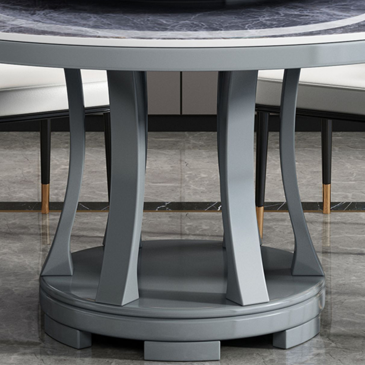 Round Stone Turntable Table Minimalist Furniture with Pedestal Base - image 9