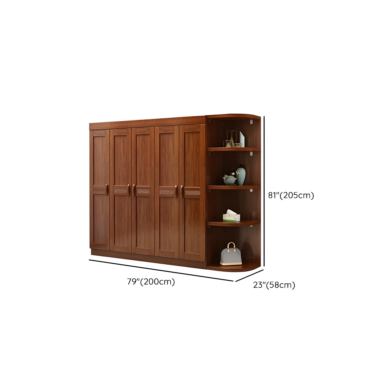 Wood Brown Rustic Wardrobe Armoire with Drawers & Shelves, Walnut Finish - image 13