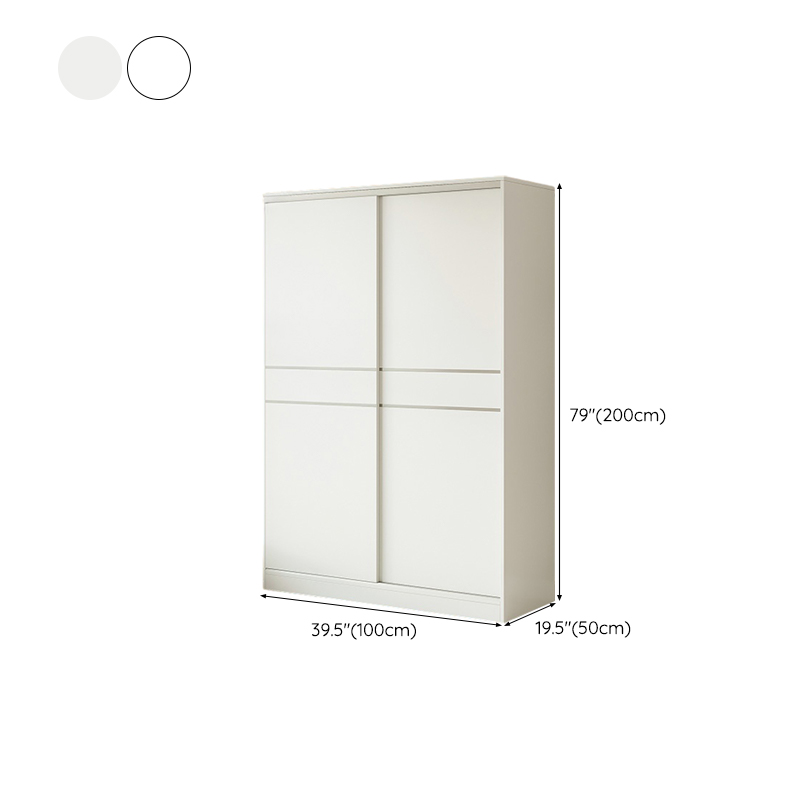 Fashionable Sliding Door Storage Wood Wardrobe with Metal Clothing Rod and Shelves in White Color - image 12