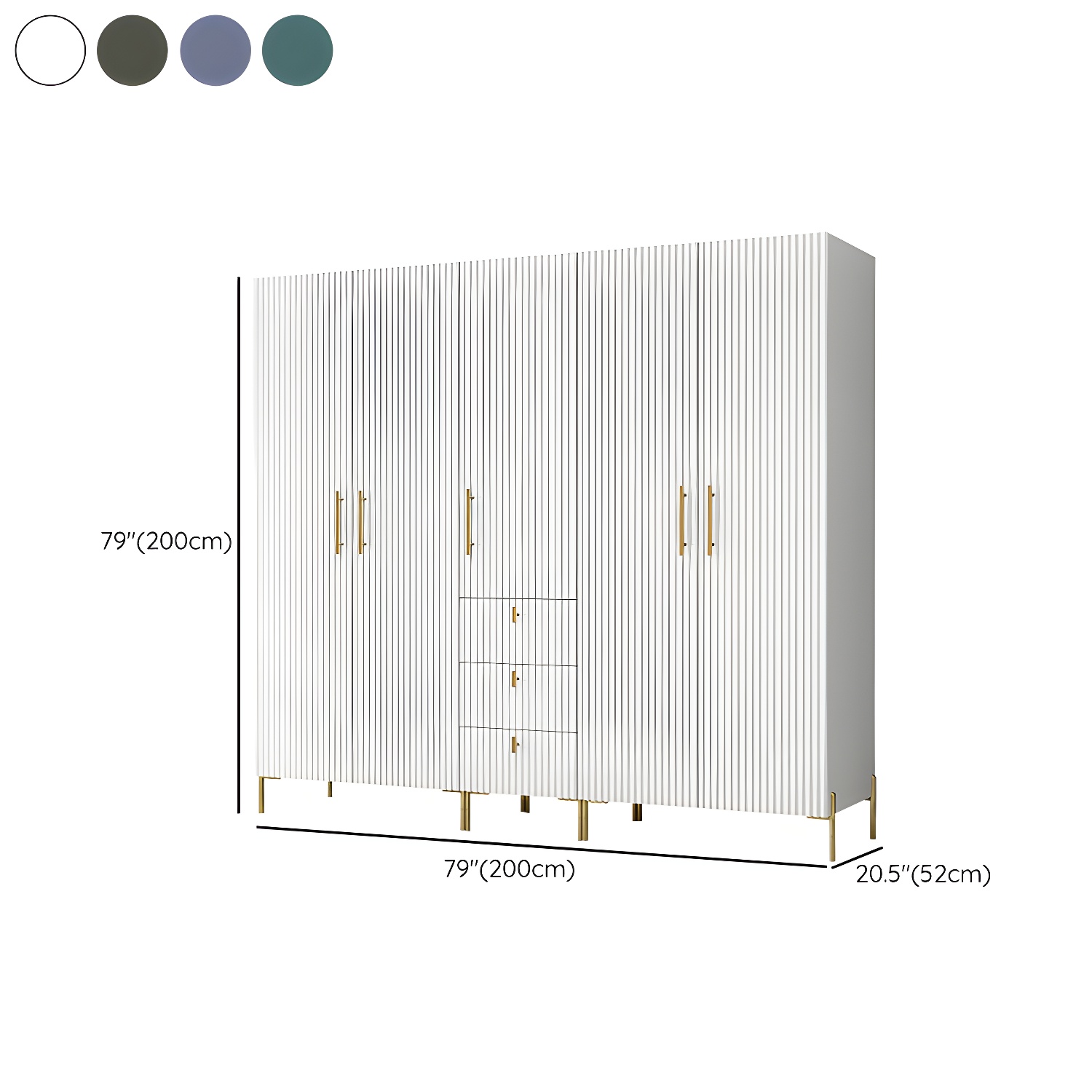 Modern Wardrobe Cabinet Engineered Wood with Garment Rod in Green/Blue/White/Grey - image 18