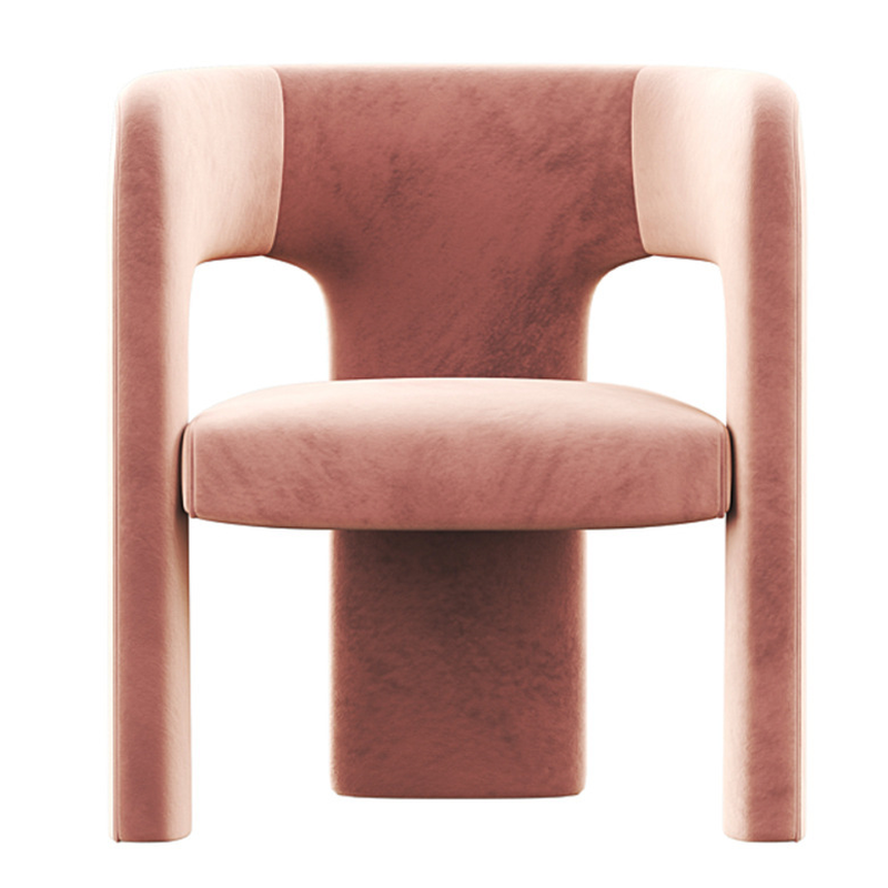 Soft-pile Fabric Upholstered Secure Outlined Arm Chair with Curved Back and Dark Blue/Light Green/Blush Legs in a Nordic Style - image 19