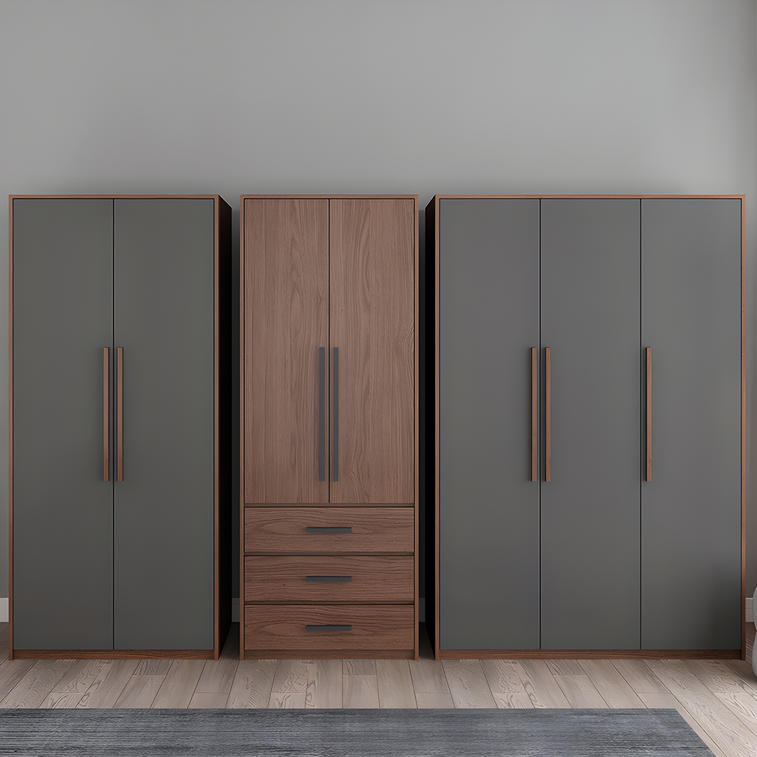 Contemporary Wardrobe with Garment Rod Engineered Wood Wardrobe Closet - image 4