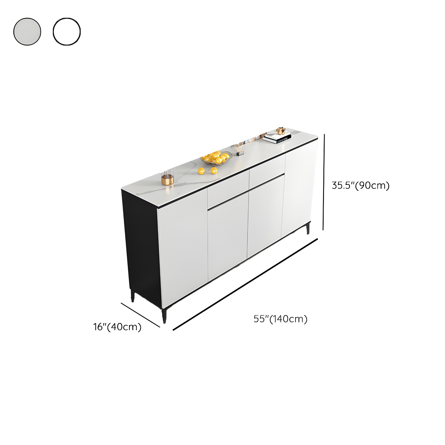 White Wood Buffet Sideboard with Drawers and Cabinet Included - image 16