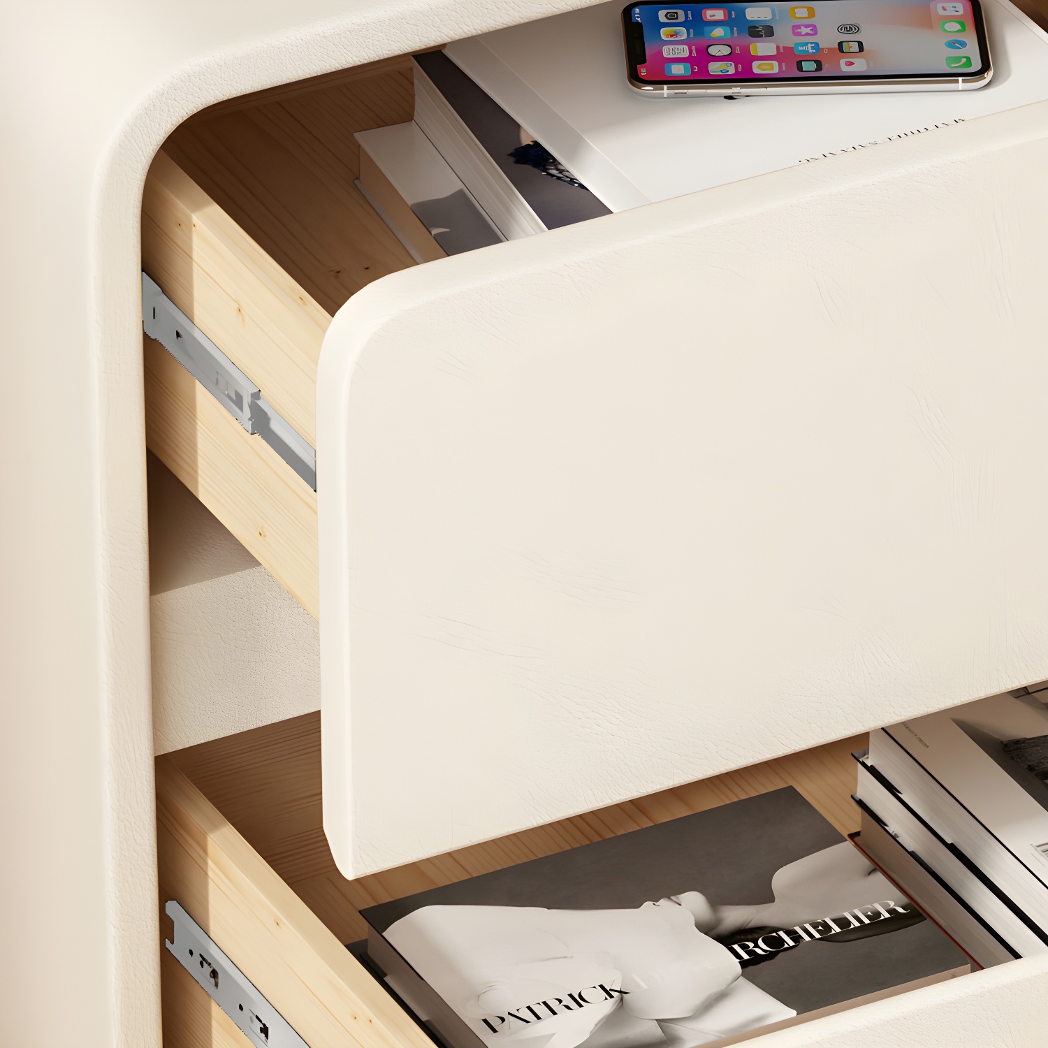Contemporary Bed Nightstand Solid Wood Bedside Cabinet with 2 Drawers - image 15
