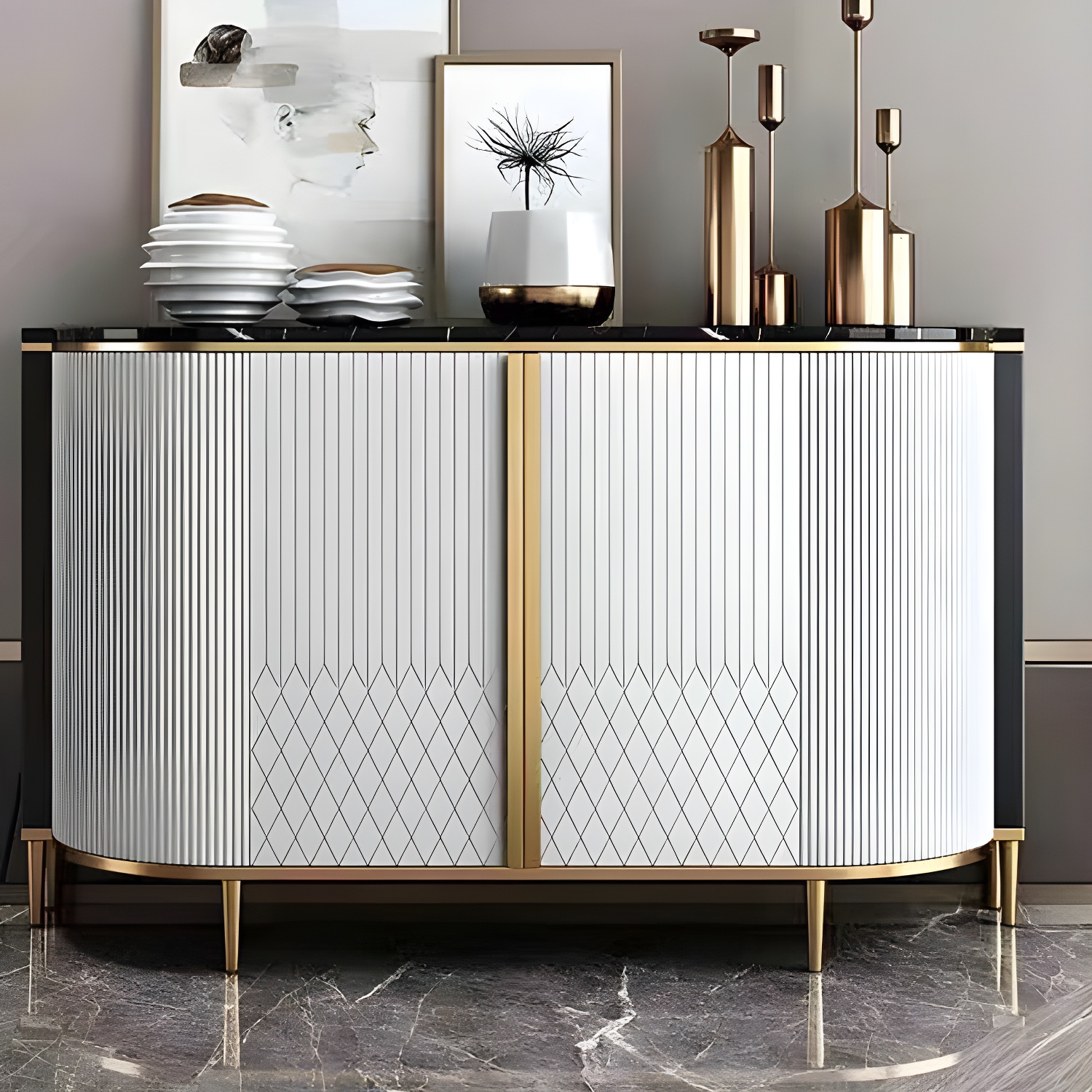 Marble Sideboard Modern & Contemporary Side Board with Cabinets - image 15