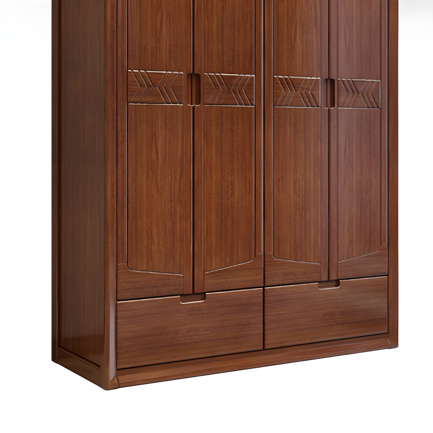 Traditional Walnut Wardrobe Armoire with Drawers and Shelves - Solid Wood Construction