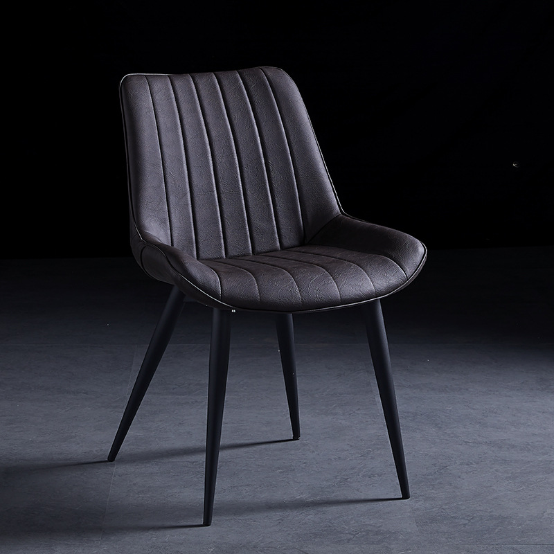 Outlined Faux Leather Upholstered Reliable Side Chair with Metal 4 Legs for Restaurant